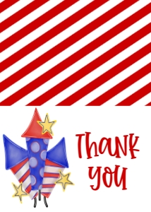 4th of July Birthday Firework Pop on Over Thank You: 4th of July Birthday Firework Pop on Over