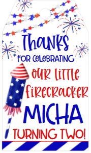 4th of July RWB 2nd Birthday Favor Tag: 4th of July RWB 2nd birthday