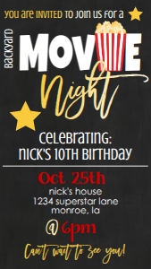 Birthday Movie Chalkboard Red Phone Invite: Birthday Movie Chalkboard Red