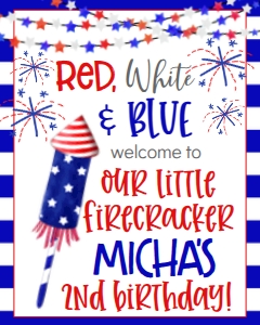 4th of July RWB 2nd Birthday Welcome Sign: 4th of July RWB 2nd birthday