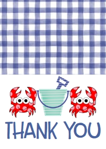 Birthday Crab Invite Blue Bucket Thank You: Birthday Crab Invite Blue Bucket