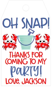 Birthday Crab Invite Blue Bucket Favor Tag: Birthday Crab Invite Blue Bucket