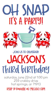Birthday Crab Invite Blue Bucket Text Invite: Birthday Crab Invite Blue Bucket