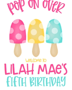 Birthday Popsicle Polka Dots Welcome Sign: Birthday Popsicle Polka Dots