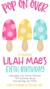 Birthday Popsicle Polka Dots Text Invite: Birthday Popsicle Polka Dots