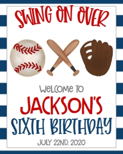 Birthday Baseball Trio Welcome Sign: Birthday Baseball Trio