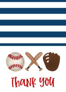 Birthday Baseball Trio Thank You: Birthday Baseball Trio