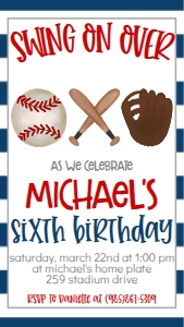 Birthday Baseball Trio Text Invite: Birthday Baseball Trio