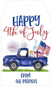 4th of July Celebration Truck Flag Favor Tag: 4th of July Celebration Truck Flag