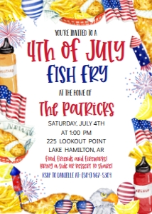 4th of July Fish Fry Border Invite design preview