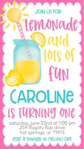 Birthday Lemonade and Lots of Fun Text Invite: Birthday Lemonade and Lots of Fun