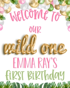 Birthday Wild One Balloon Garland Pink Welcome Sign: Birthday Wild One Balloon Garland Pink