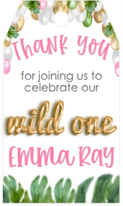 Birthday Wild One Balloon Garland Pink Favor Tag: Birthday Wild One Balloon Garland Pink