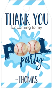 Birthday Baseball Pool Party Favor Tag: Birthday Baseball Pool Party