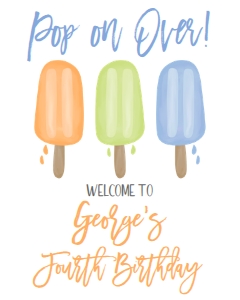 Birthday Popsicle Blue I+O Welcome Sign: Birthday Popsicle Blue I+O