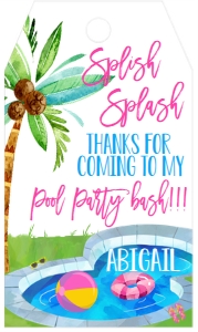 Birthday Splash Pool Party Bash Favor Tag: Birthday Splash Pool Party Bash