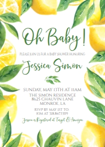 Baby Shower Lemons Frame Invitation design preview