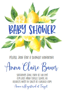 Baby Shower Lemons Blue Top: Baby Shower Lemons Blue Top