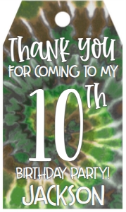 Birthday Tie Dye Number Camo Favor Tag: Birthday Tie Dye Number Camo