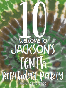 Birthday Tie Dye Number Camo Welcome Sign: Birthday Tie Dye Number Camo