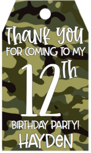 Birthday Number Camo Favor Tag: Birthday Number Camo