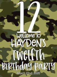 Birthday Number Camo Welcome Sign: Birthday Number Camo