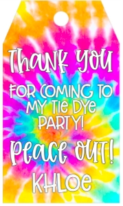Birthday Tie Dye Party Favor Tag: Birthday Tie Dye Party