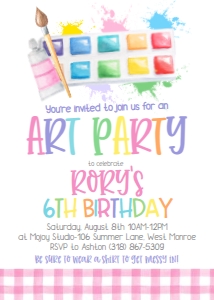 Birthday Art Party Pink Gingham: Birthday Art Party Pink Gingham