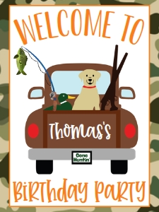 Birthday Fishing Hunting Truck Welcome Sign: Birthday Fishing Hunting Truck Invite