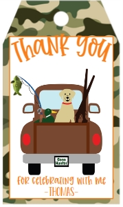 Birthday Fishing Hunting Truck Favor Tag: Birthday Fishing Hunting Truck Invite