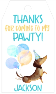 Birthday Puppy Pawty Favor Tag: Birthday Puppy Pawty