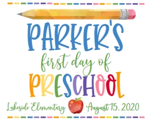 School First Day of Preschool Boy 8x10: School First Day of School Boy 8x10