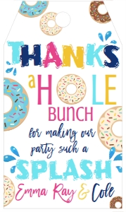 Birthday Donut Dunk Splash Bright Favor Tag: Birthday Donut Dunk Splash bright