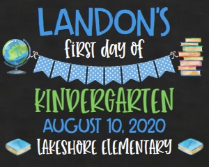 School First Day Of Chalkboard Blue Green 20x16: School First Day Of Chalkboard Blue Green 14x11