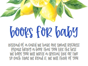 Baby Shower Lemons Blue Top Book Card: Baby Shower Lemons Blue Top