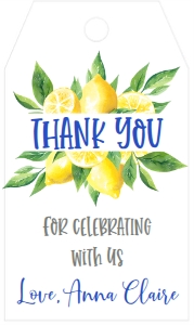 Baby Shower Lemons Blue Top Favor Tag: Baby Shower Lemons Blue Top