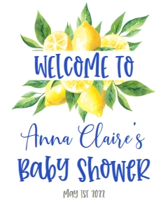Baby Shower Lemons Blue Top Welcome Sign: Baby Shower Lemons Blue Top