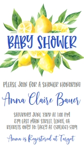 Baby Shower Lemons Blue Top Text Invite: Baby Shower Lemons Blue Top