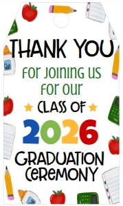 Graduation Kindergarten Supply Border Favor Tag 2026: Graduation Kindergarten Supply Border