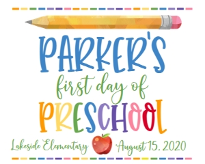 School First Day of Preschool Boy 20x16: School First Day of School Boy 8x10