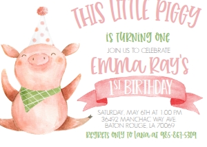 Birthday Piggy Pink 7x5: Birthday Piggy Pink 7x5