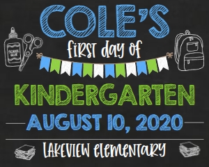 School Chalkboard First Day K Blue Green 20x16: School Chalkboard First Day Blue Green 10x8