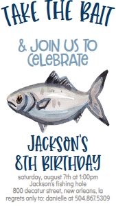 Birthday Fish Take the Bait Farm Text Invite: Birthday Fish Take the Bait farm