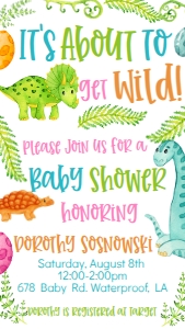 Baby Shower Dinos Text Invite: Baby Shower Dinos