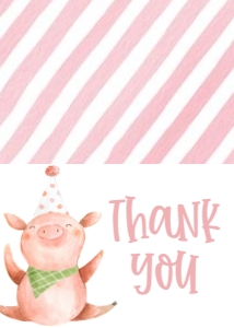 Birthday Piggy Pink Thank You: Birthday Piggy Pink 7x5
