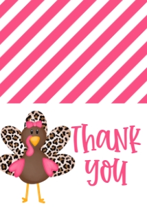 Birthday Turkey Pink Thank You: Birthday Turkey Pink