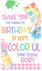 Birthday Art Party Tie Dye Favor Tag: Birthday Art Party Tie Dye