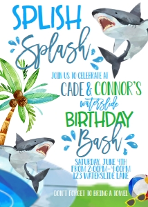 Birthday Waterslide Party Shark: Birthday Waterslide Party Shark