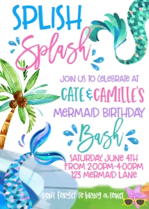 Birthday Waterslide Mermaid Party: Birthday Mermaid Pool Party
