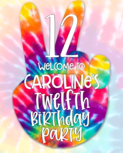 Birthday Tie Dye Number Peace Sign Welcome Sign 8x10: Birthday Tie Dye Number Peace Sign